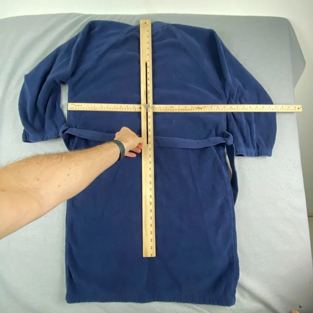 Lacoste Robe Mens Medium Blue Terry Cotton Belted Bath Lounge Sleepwear